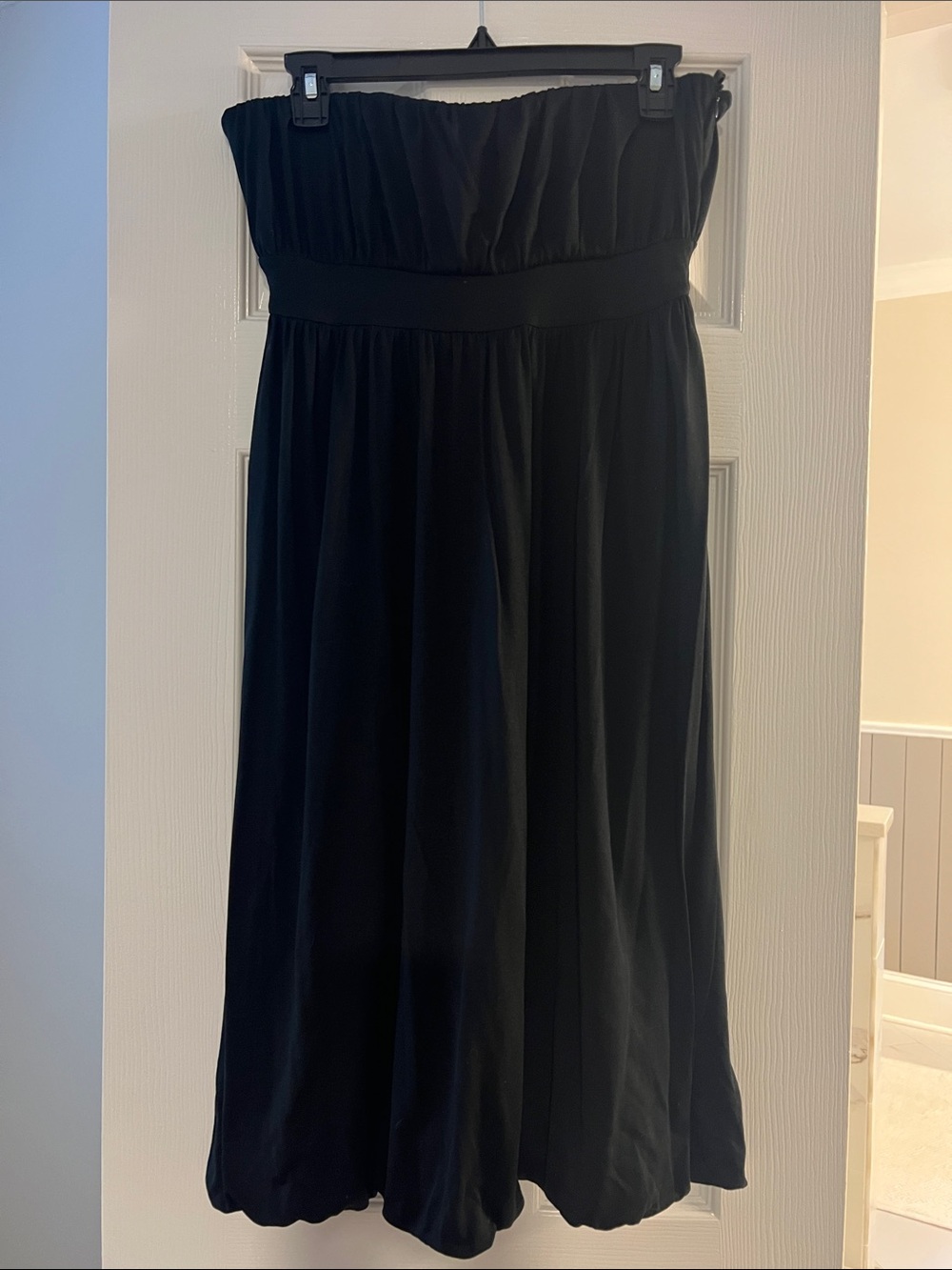Black Strapless Midi Dress